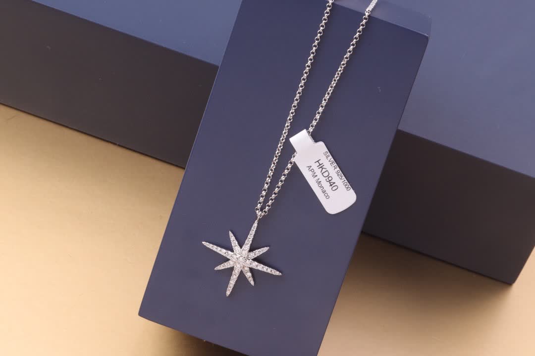 APM Monaco Elegant Silver Star Pendant Anklet